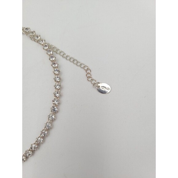 Icing Signed Clear Rhinestone Silver Tone Choker Necklace Adjustable Sparkling - Picture 2 of 3